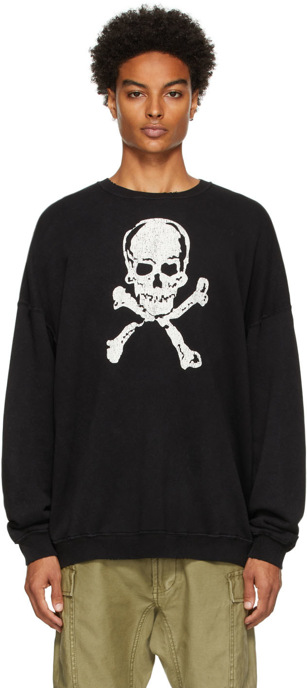 R13 Black Oversized Skull Sweater 