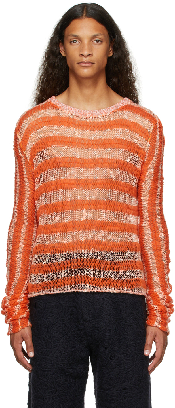 VITELLI: SSENSE Exclusive Orange Netted Sweater | SSENSE