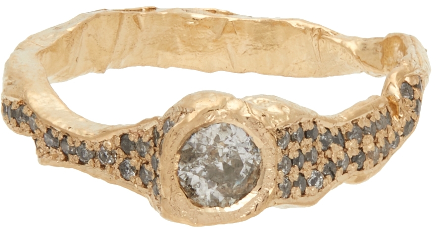 Alice Waese Gold Grey Diamond Coma Ring