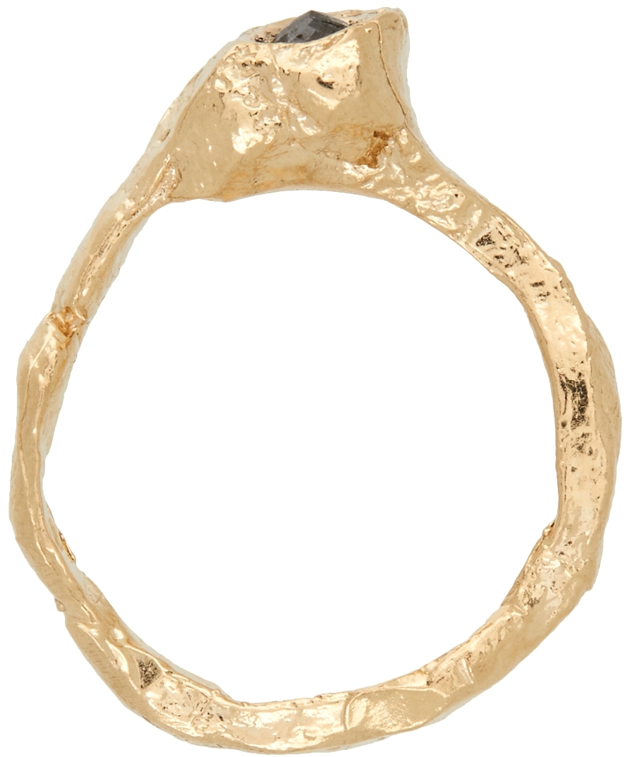 Alice Waese Gold & Grey Diamond Coma Signet Ring | Smart Closet