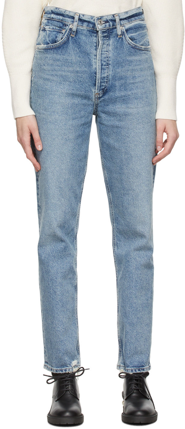 Citizens of Humanity: Blue Sabine Straight Jeans | SSENSE