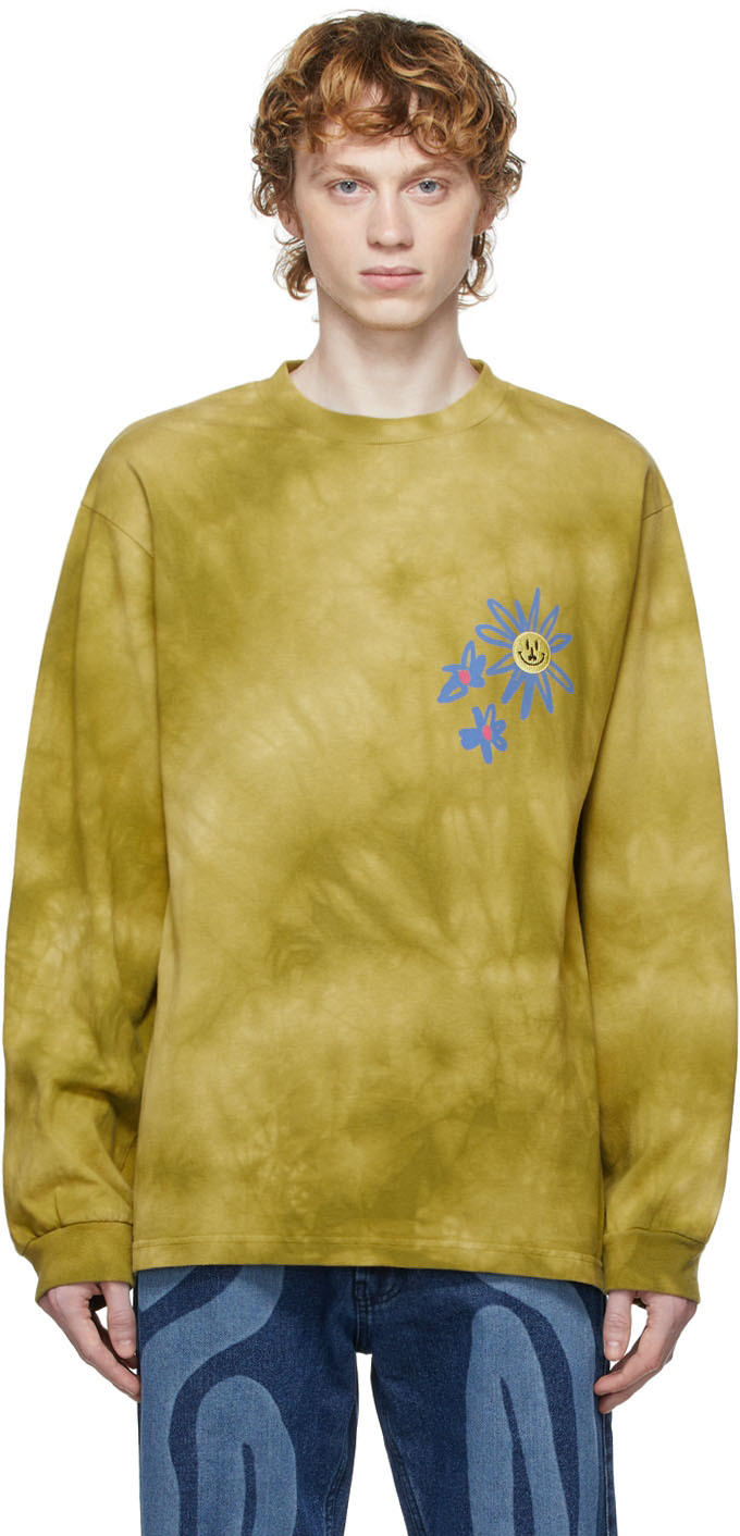 Green Tie-Dye Long Sleeve T-Shirt by 