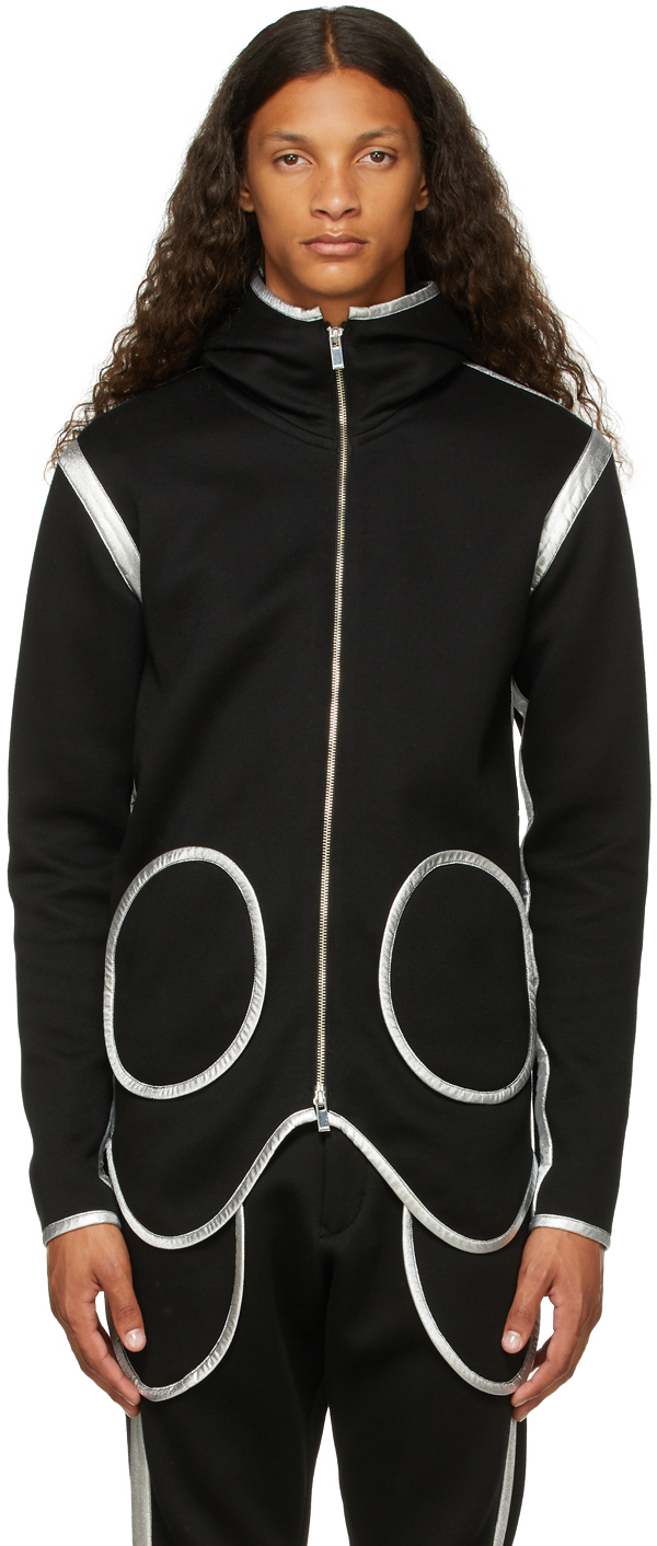 Black Circle Double-Face Jersey Zip-Up Hoodie