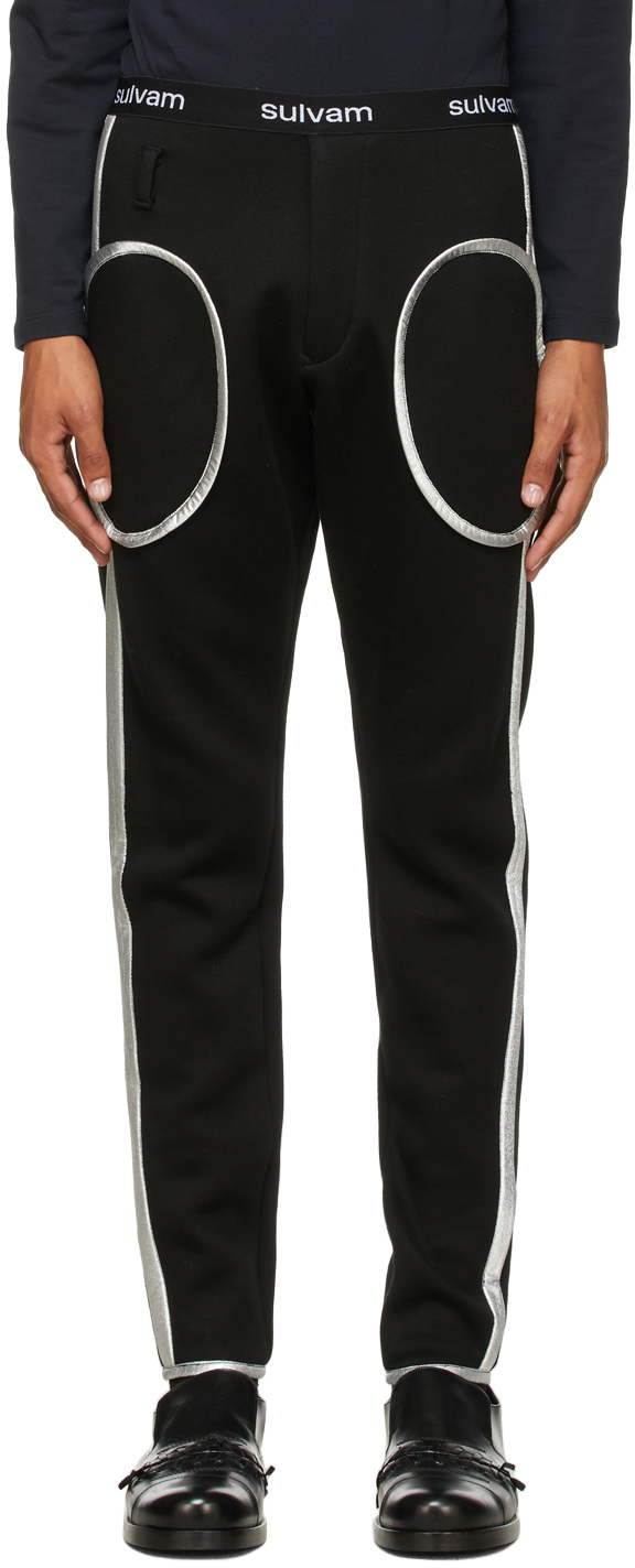 Sulvam: Black Circle Double-Face Jersey Lounge Pants | SSENSE