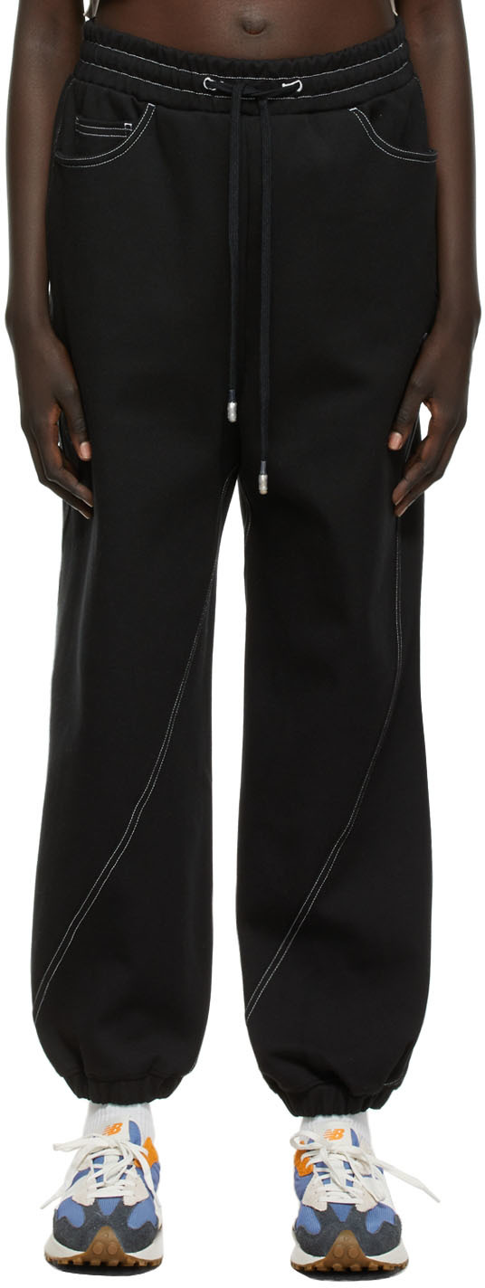 Black Denim Stitch Lounge Pants by ADER error on Sale
