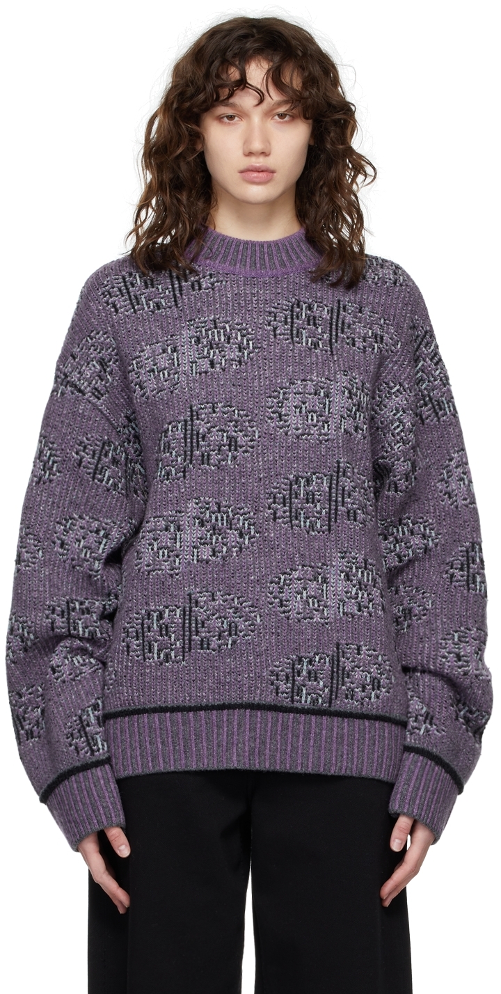 ADER error Purple Kaplan Crewneck Sweater