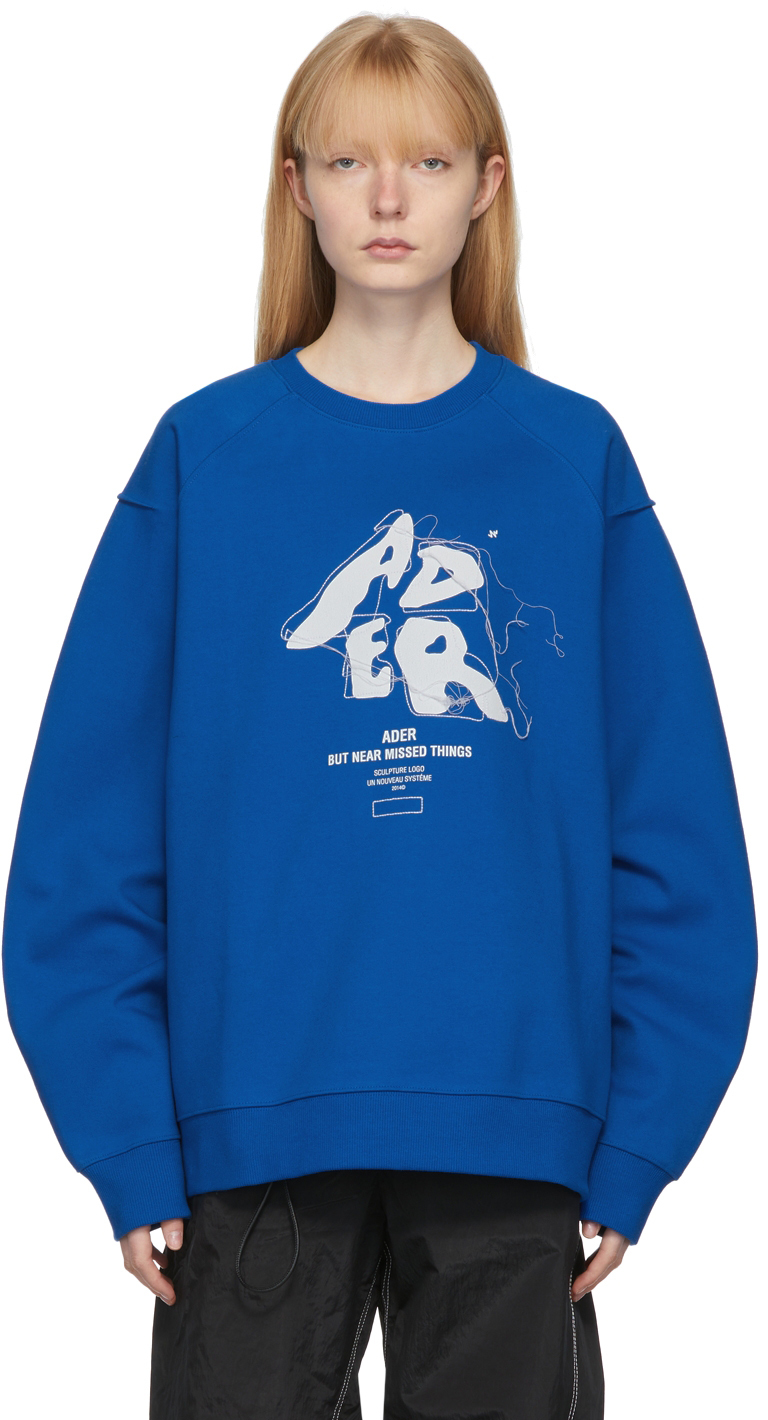 ADER error Blue Sculpture Logo Sweatshirt | Smart Closet