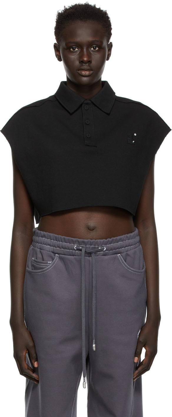 black cropped polo