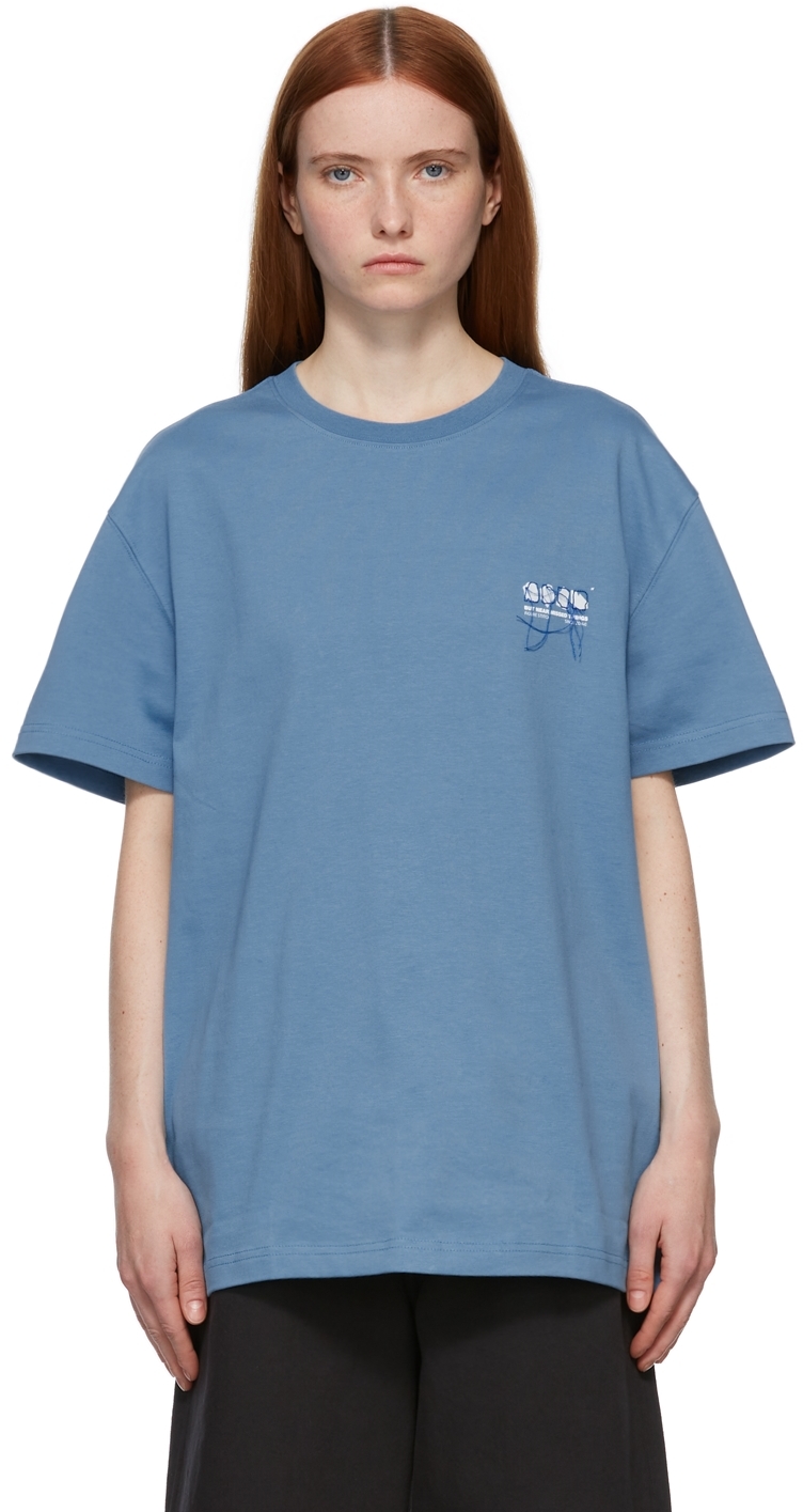 ADER error Blue Stitch Logo T-Shirt | Smart Closet