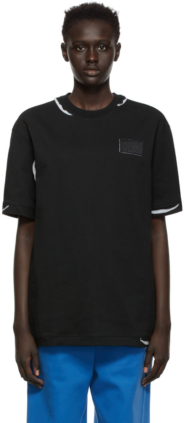 ADER error Black Logo Patch Oversized T-Shirt | Smart Closet