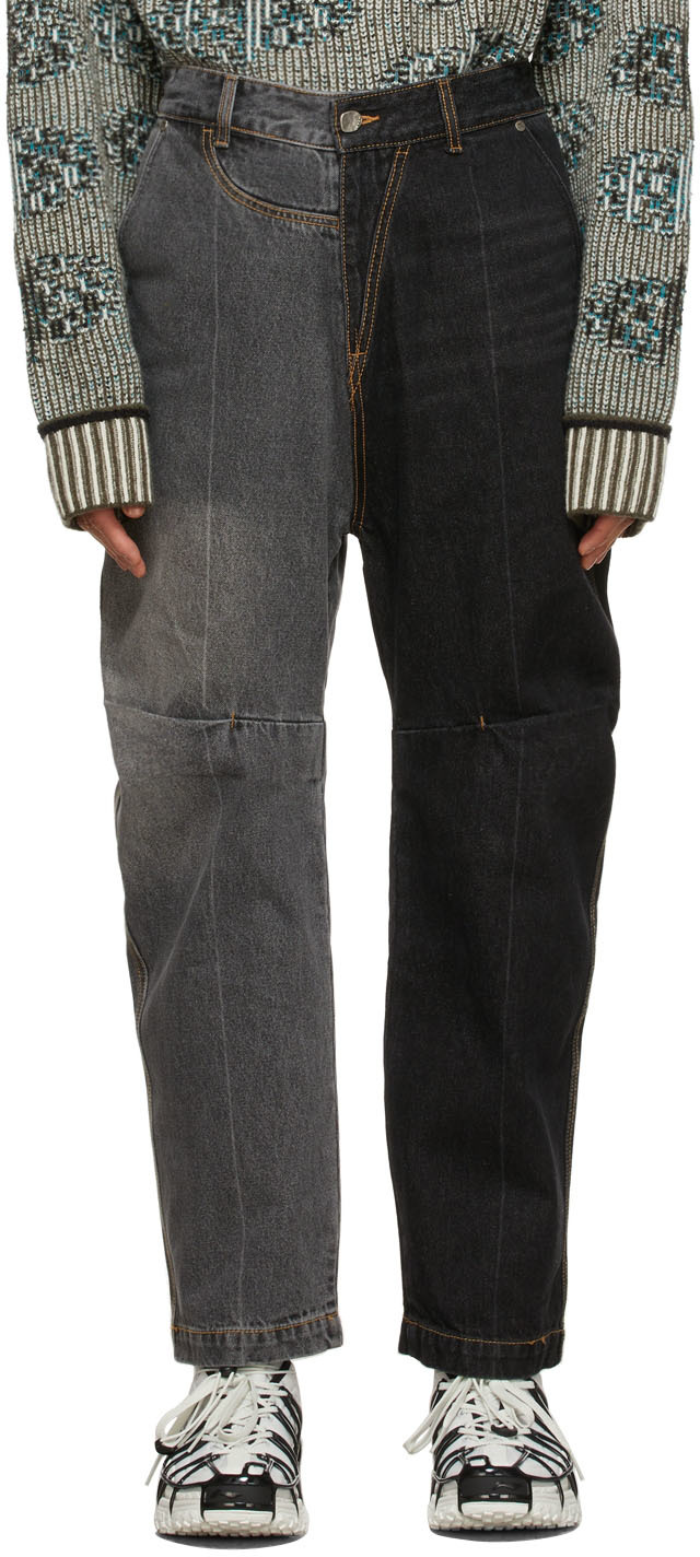 ADER error: Black & Grey Eclipse Denim Jeans | SSENSE