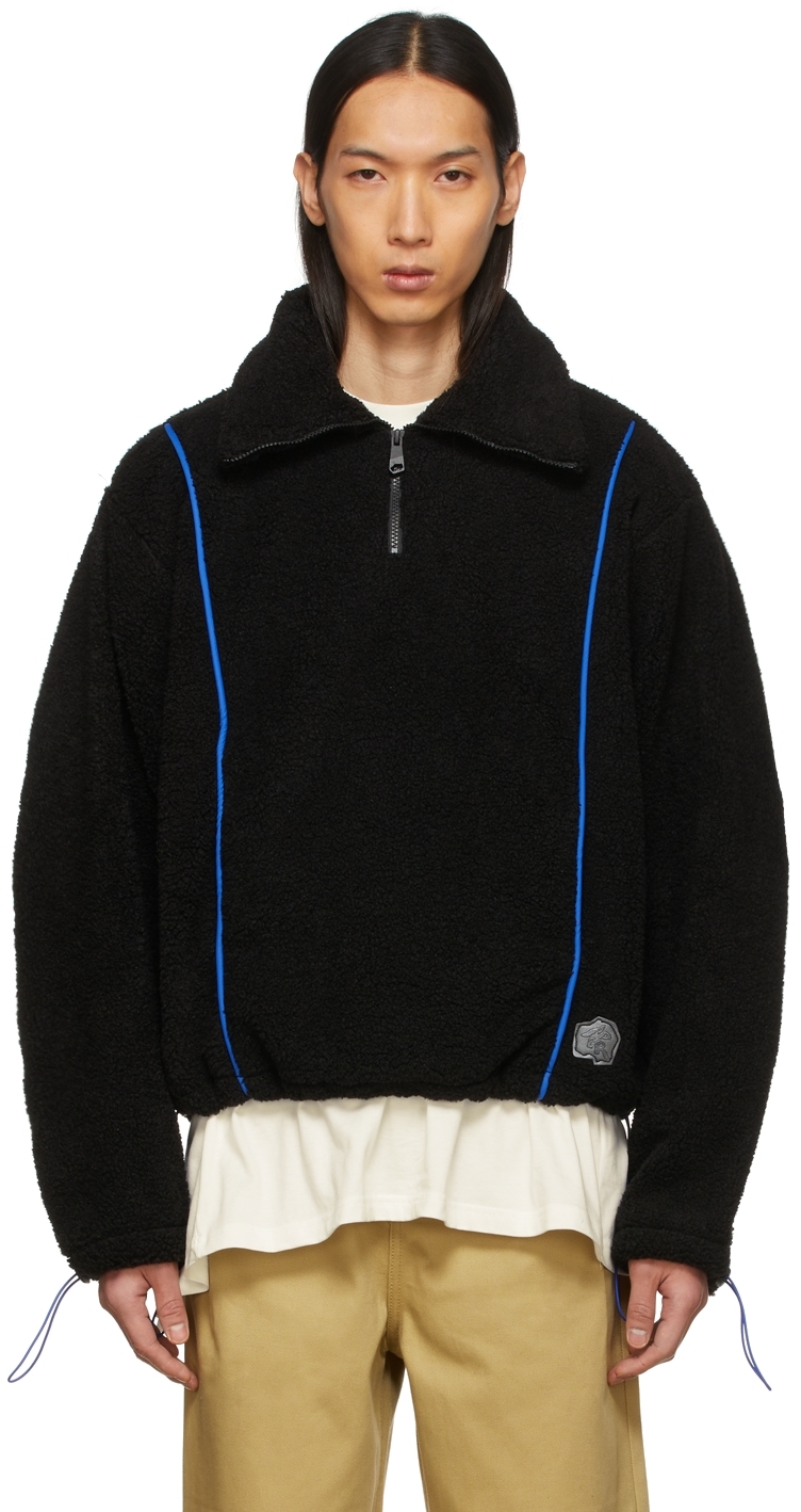 ADER error Black Victo Fleece Half-Zip Sweater | Smart Closet