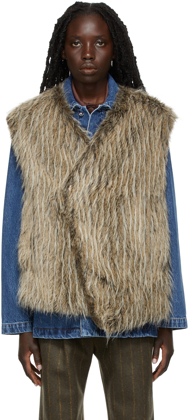 Namacheko Reverisble Beige & Brown Barbara Faux-Fur Vest