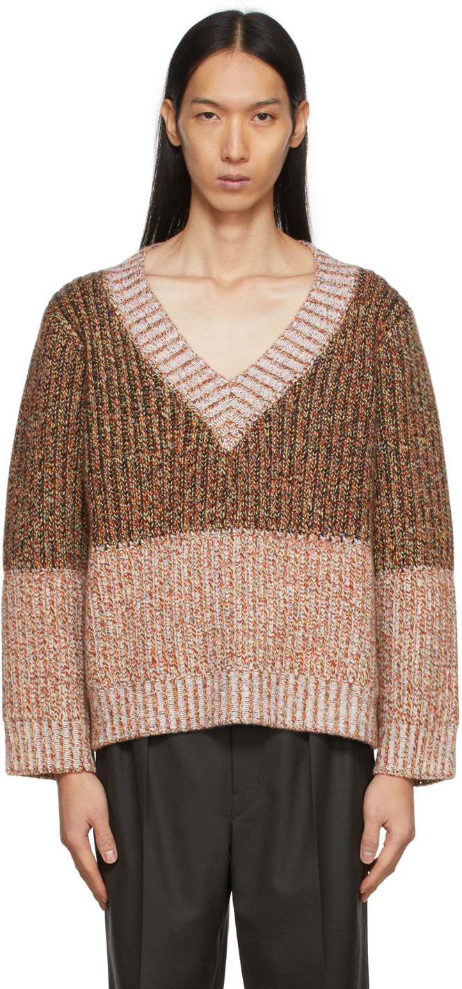 Namacheko Multicolor Rib Knit Reinhold V-Neck Sweater | Smart Closet