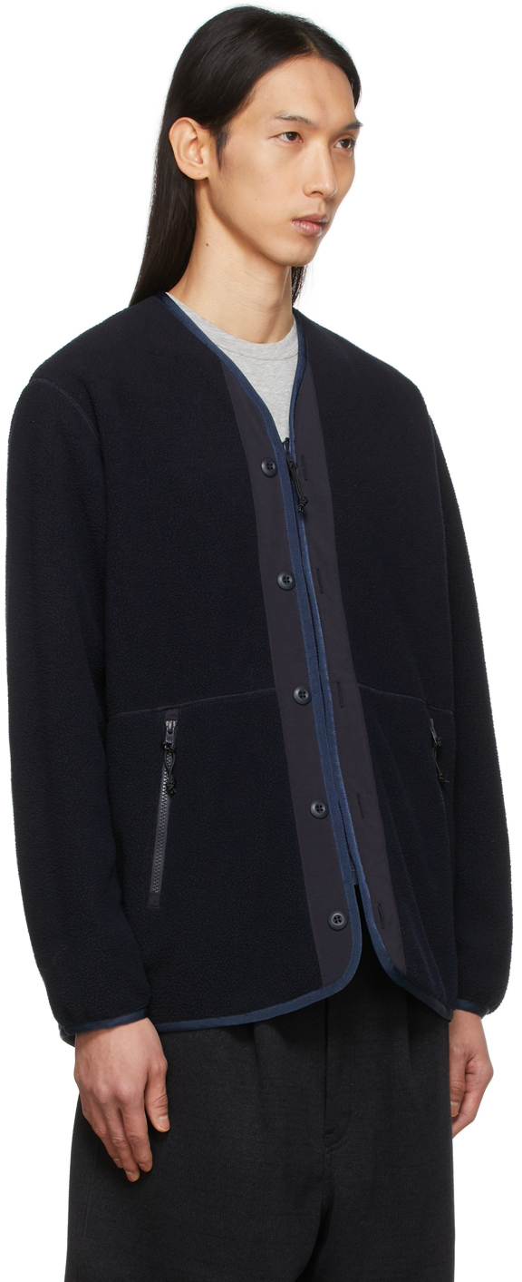 Comme des Garçons Homme Navy Sherpa Fleece Cardigan | Smart