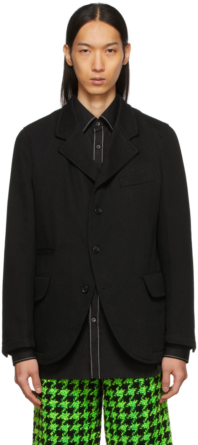 Black Wool Blazer by Comme des Garçons Homme Deux on Sale