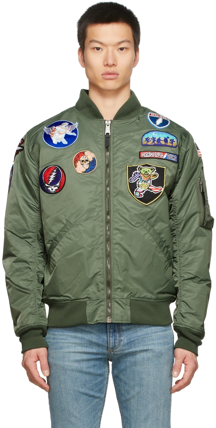 X Grateful Dead Ma-1 Flight Bomber Jacket In Green