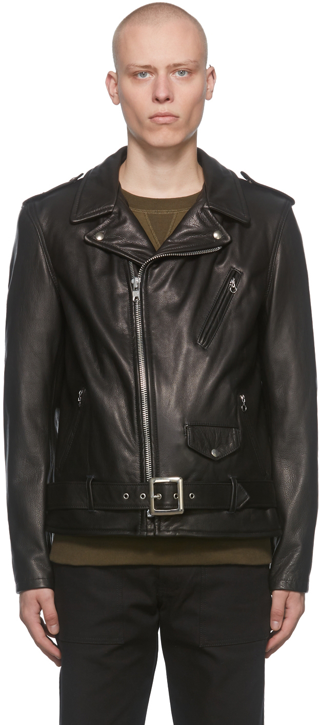 Schott: Black Cowhide Perfecto Jacket | SSENSE Canada