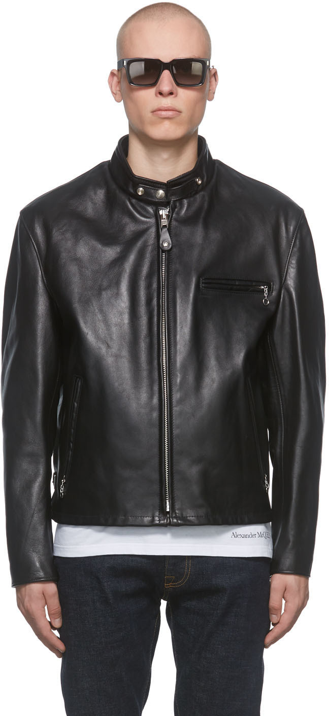 schott black leather jacket