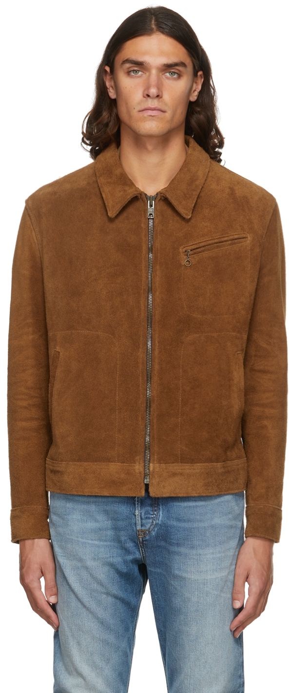 Schott: Tan Trucker Suede Jacket | SSENSE UK