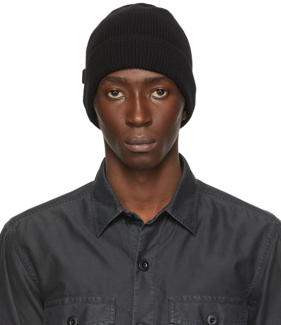 TOM FORD: Black Cashmere Ribbed Beanie | SSENSE