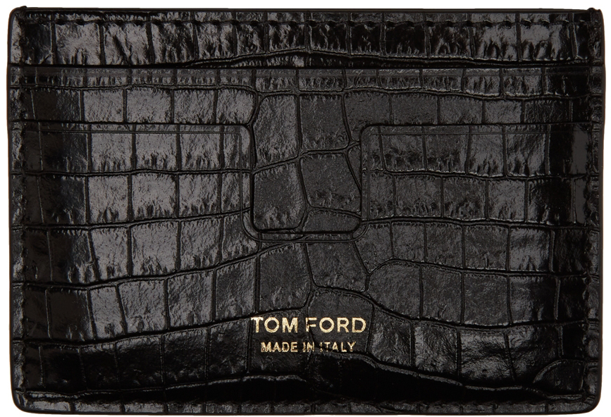 TOM FORD: ブラック クロコ T Line カード ケース | SSENSE 日本
