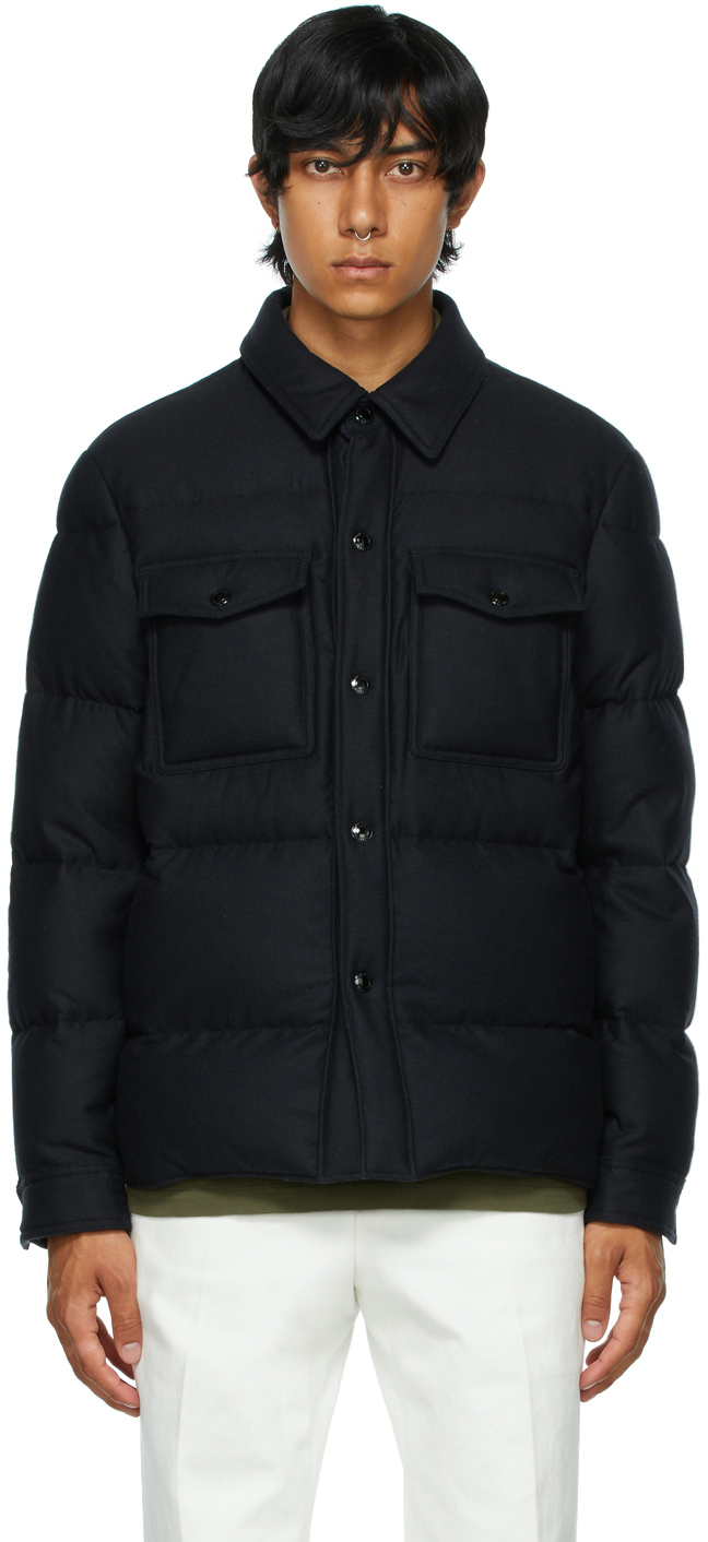 TOM FORD: Navy Down Cashmere & Wool Jacket | SSENSE