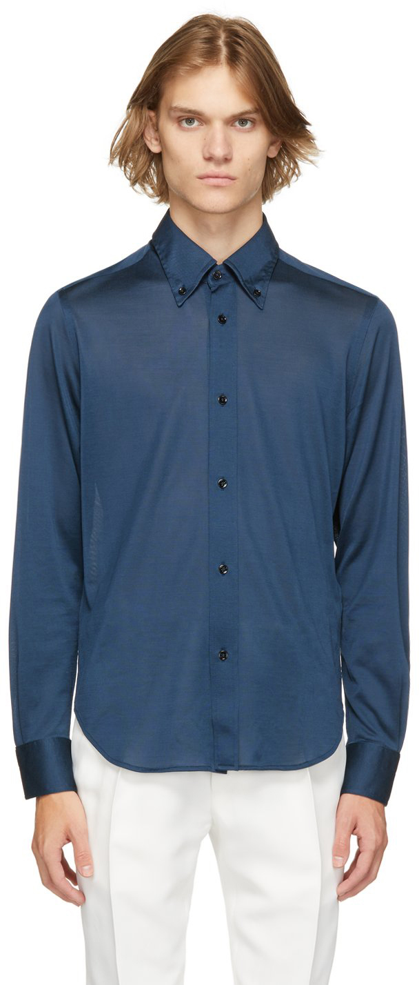 TOM FORD: Blue Jersey Shirt | SSENSE