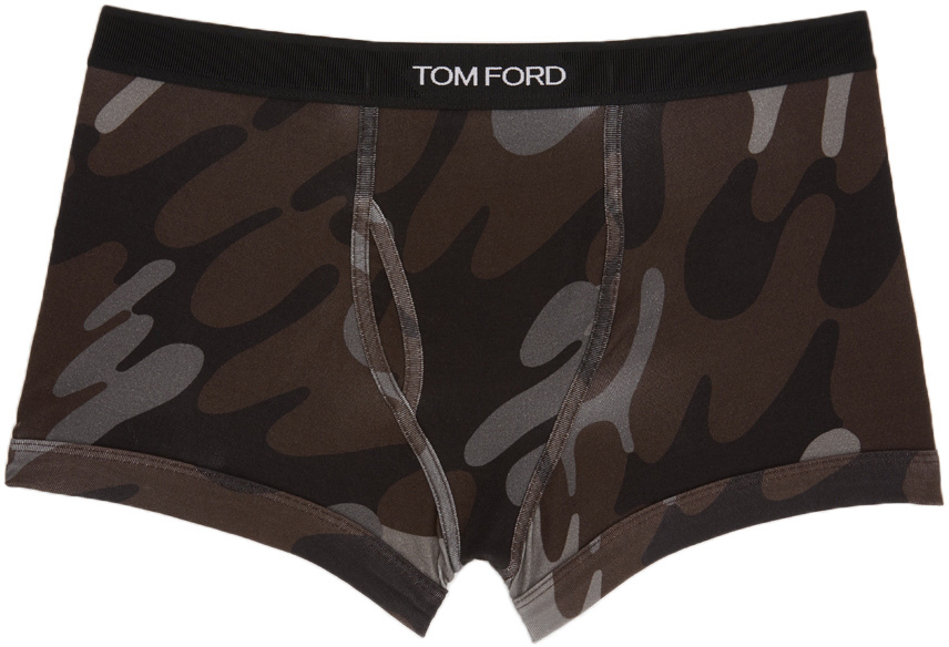 TOM FORD: Brown Cotton Camo Boxer Briefs | SSENSE UK