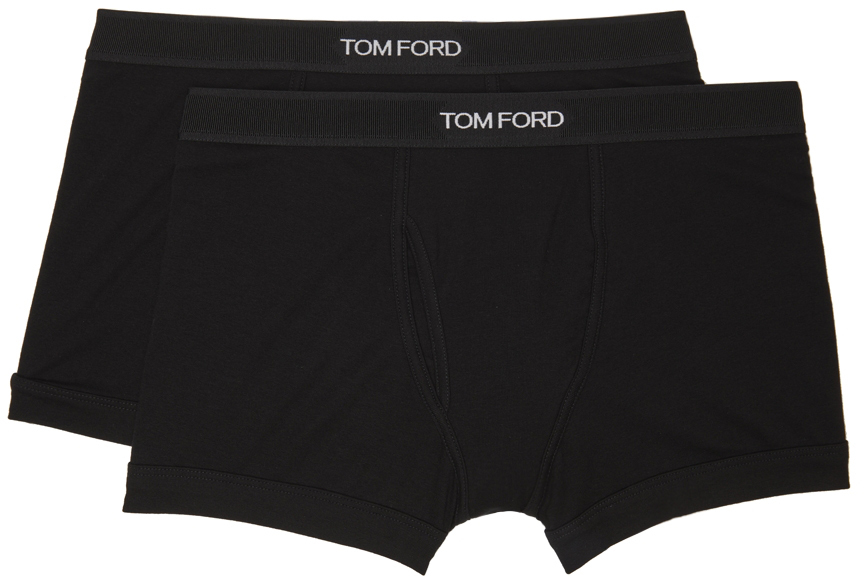 TOM FORD Two-Pack Black Cotton Boxer Briefs