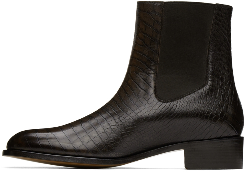 TOM FORD Brown Alligator Herbert Chelsea Boots | Smart Closet