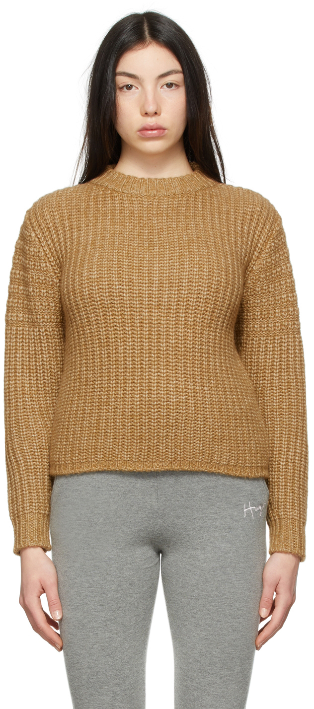 Hugo Beige Wool Saphetta Crewneck Sweater