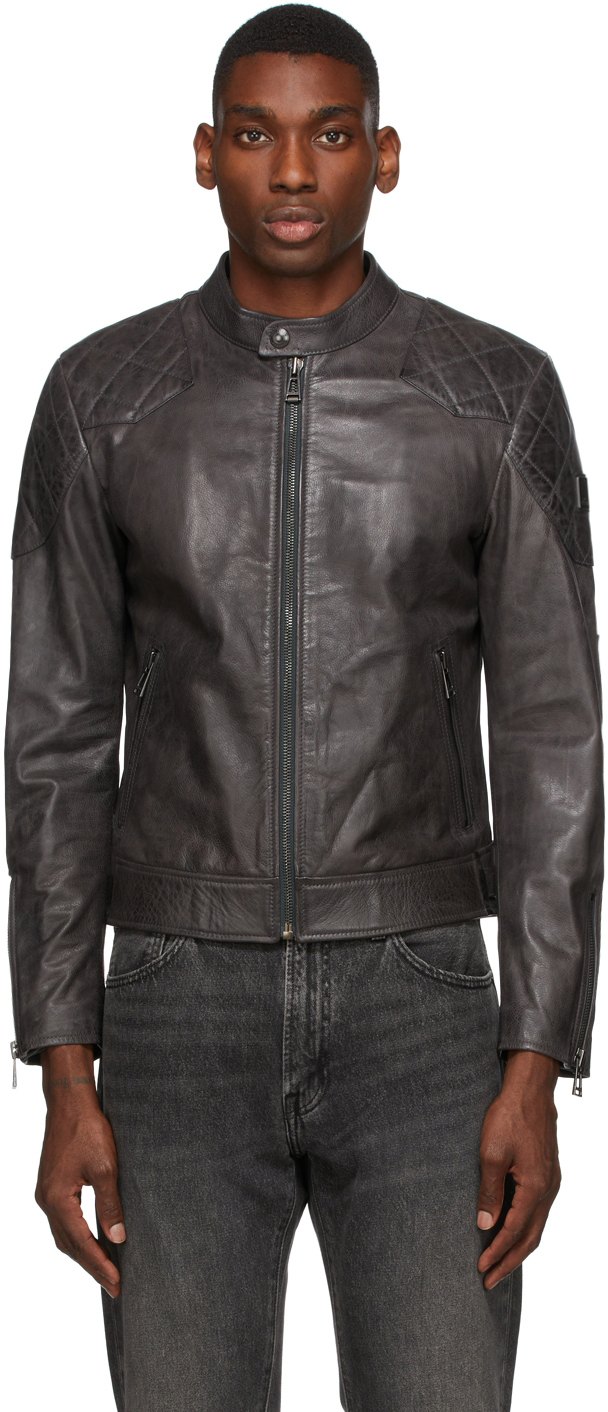 Belstaff Grey Leather Outlaw 2.0 Jacket