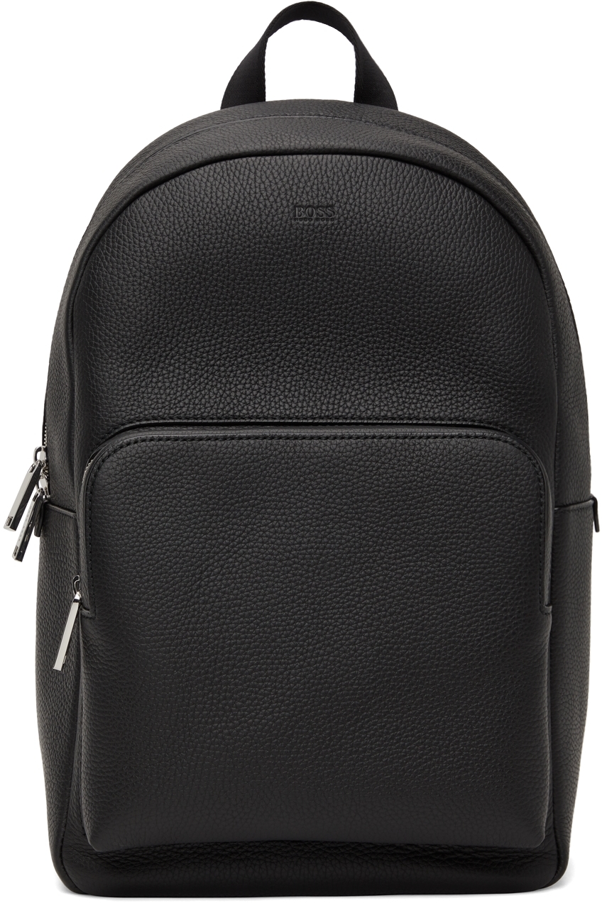 BOSS: Black Leather Crosstown Backpack | SSENSE