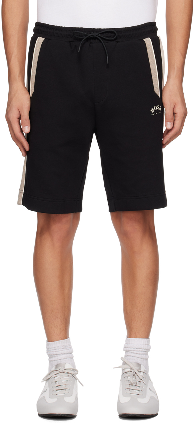 Black Colorblock Shorts by BOSS on Sale