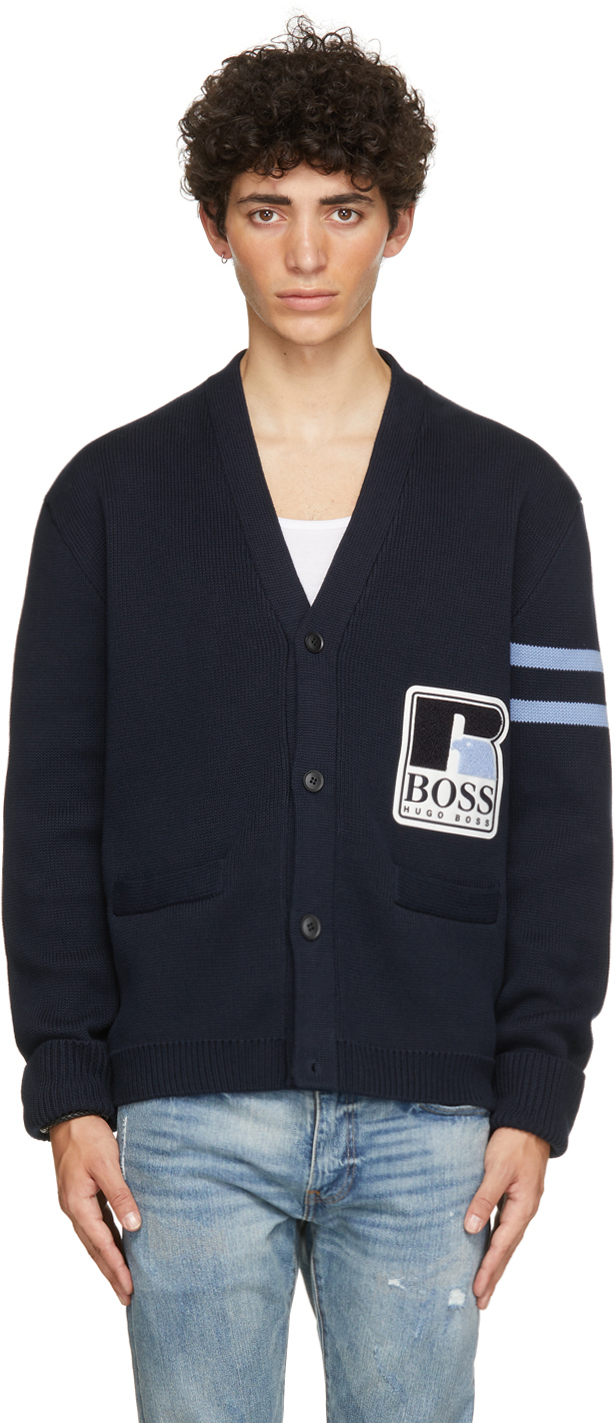 Cardigan Krussel bleu marine édition Russell Athletic Boss en solde