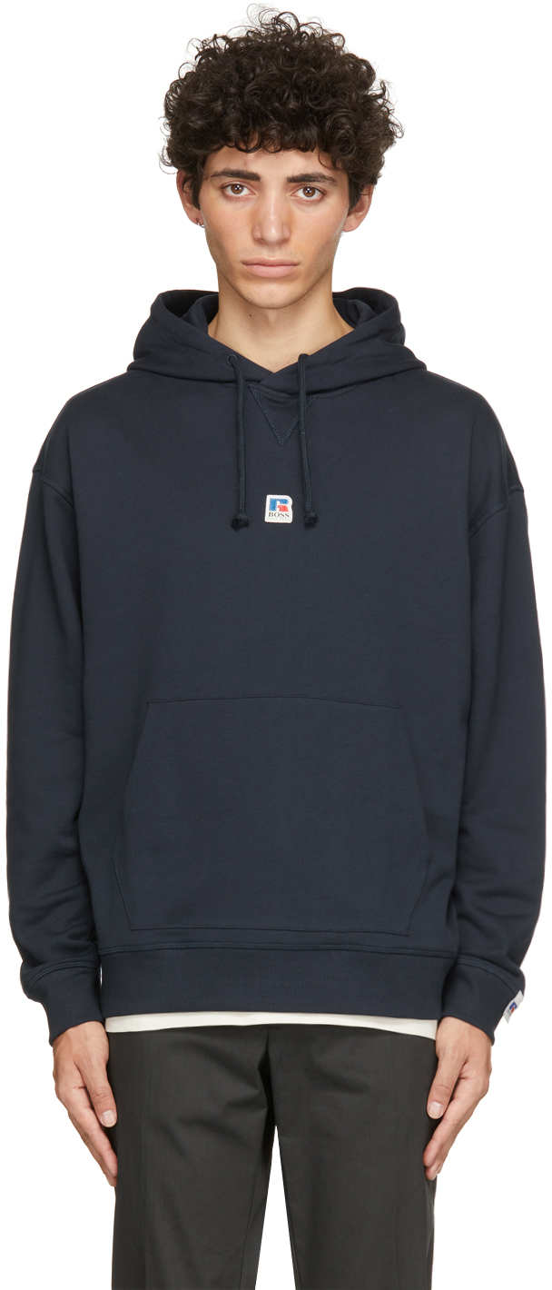 boss hoodie navy