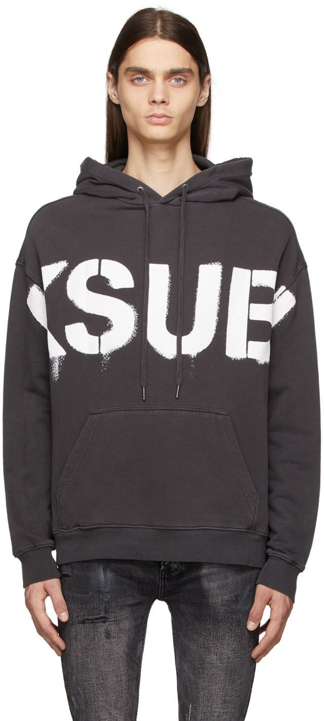 Ksubi: Grey Stencil Biggie Hoodie | SSENSE Canada