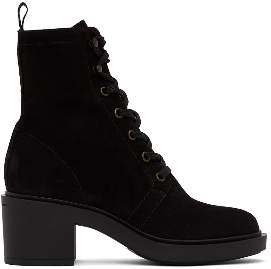 Gianvito Rossi Black Suede Foster Lace-Up Boots