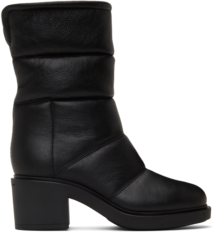 Gianvito Rossi Black Quilted Shearling Ankle Boots