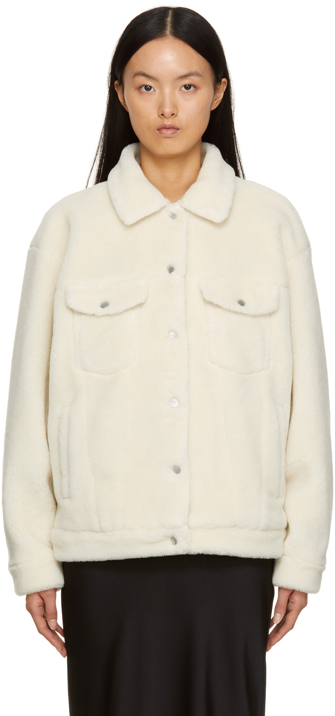 Anine Bing Womens Cream Rory Snap-front 