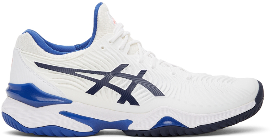 Asics White & Blue Court FF2 Sneakers