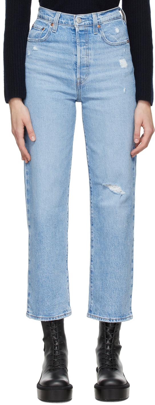 Levi's: Blue Ribcage Straight Ankle Jeans | SSENSE Canada