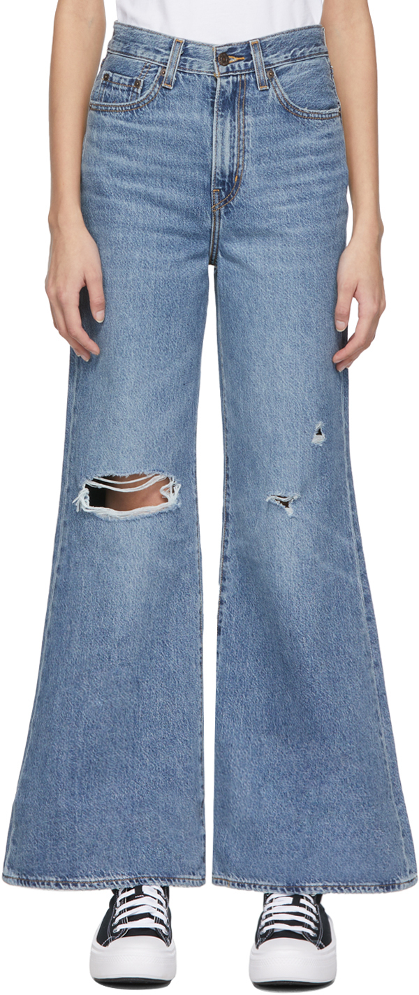 Levi's: Blue High Loose Flare Jeans | SSENSE