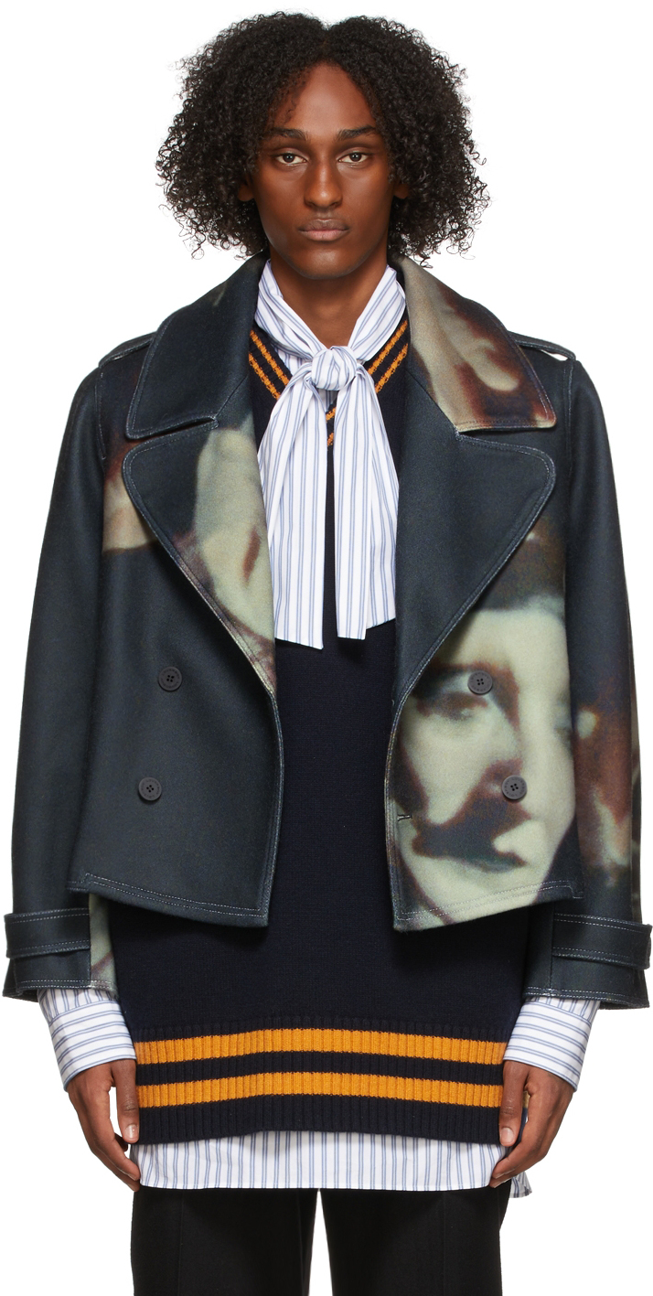 Multicolor Quarterdeck Cropped Peacoat by Charles Jeffrey Loverboy on Sale