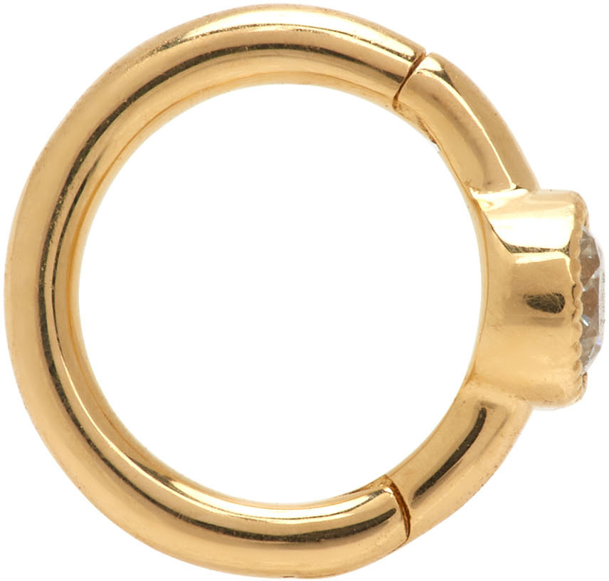 MARIA TASH Gold 5mm Scalloped Diamond Clicker Hoop Earring