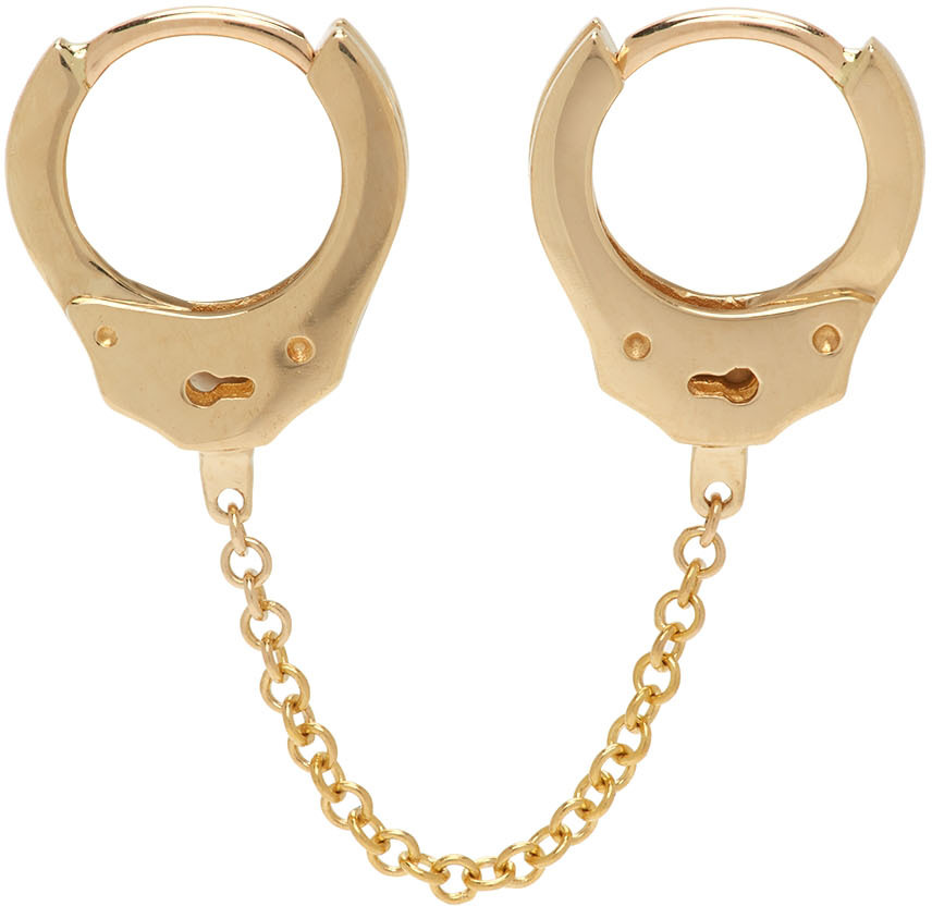 MARIA TASH Gold 6.5mm Handcuff Clicker Medium Chain Hoop Earring