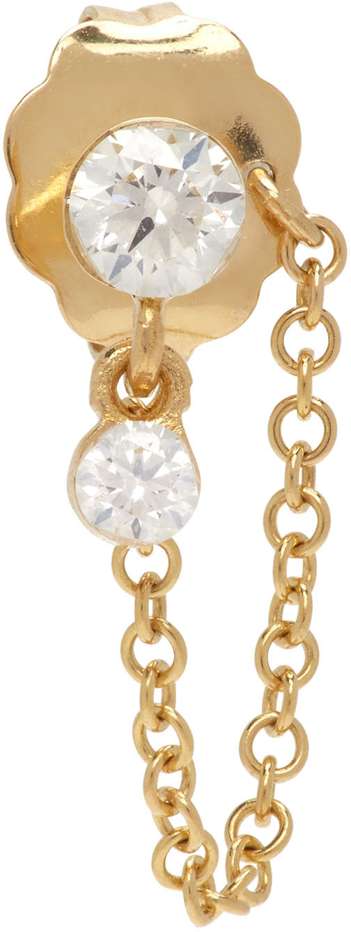 MARIA TASH Gold 3mm-2mm Invisible Set Diamond Dangle Chain Wrap Stud Earring