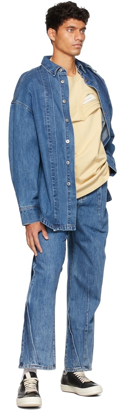 Feng Chen Wang Blue Pleated Wide-Leg Jeans | Smart Closet