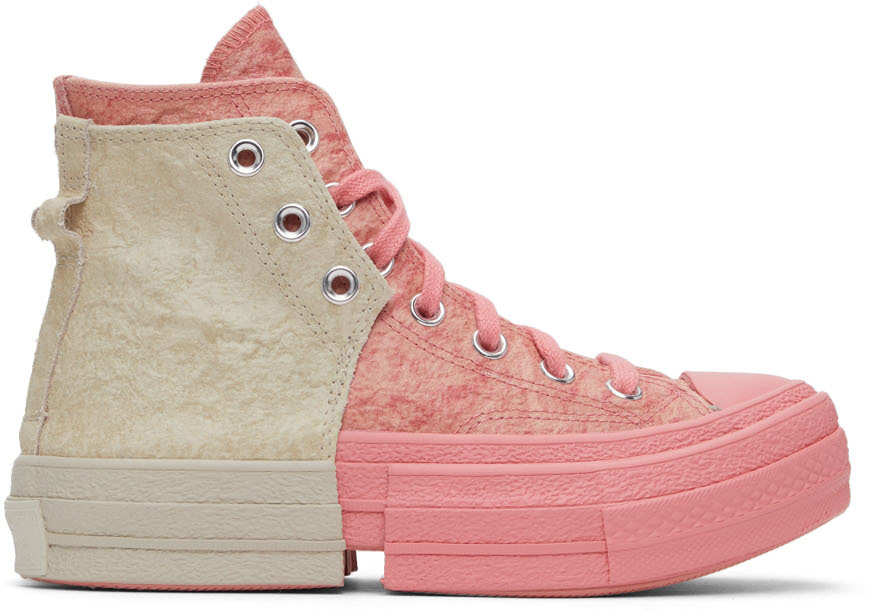 Feng Chen Wang Pink & Beige Converse Edition 2-in-1 Chuck 70 Hi Sneakers